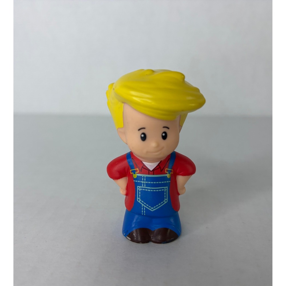 Fisher-Price Little People Eddie Figure Blue Overalls Red Shirt Blonde Boy Toy